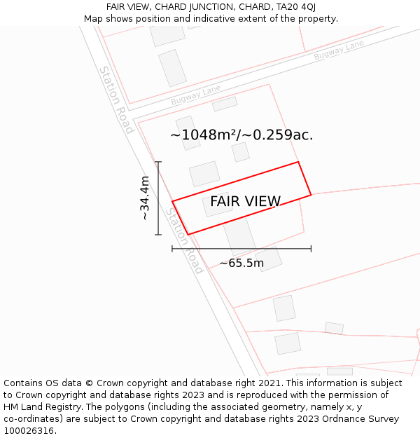 FAIR VIEW, CHARD JUNCTION, CHARD, TA20 4QJ: Plot and title map