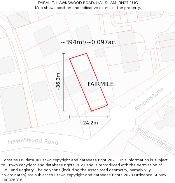 FAIRMILE, HAWKSWOOD ROAD, HAILSHAM, BN27 1UG: Plot and title map