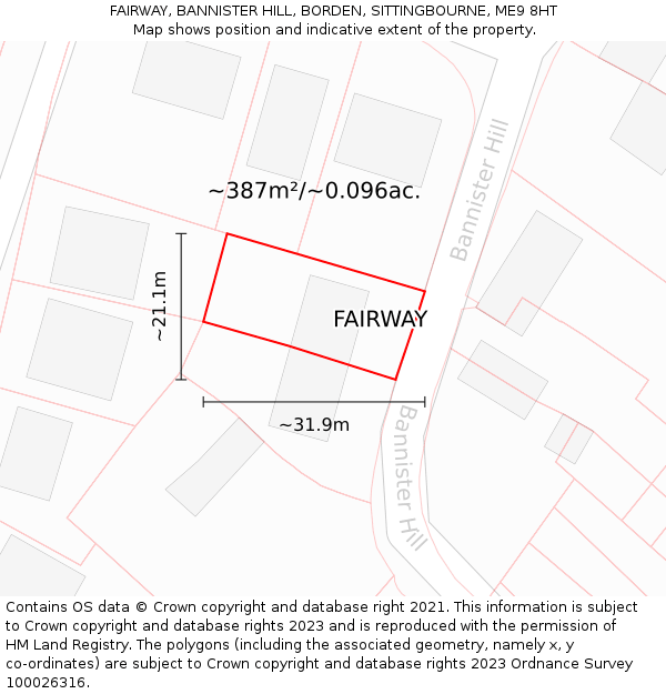 FAIRWAY, BANNISTER HILL, BORDEN, SITTINGBOURNE, ME9 8HT: Plot and title map