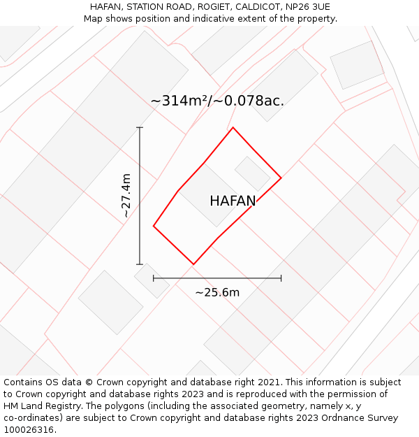 HAFAN, STATION ROAD, ROGIET, CALDICOT, NP26 3UE: Plot and title map