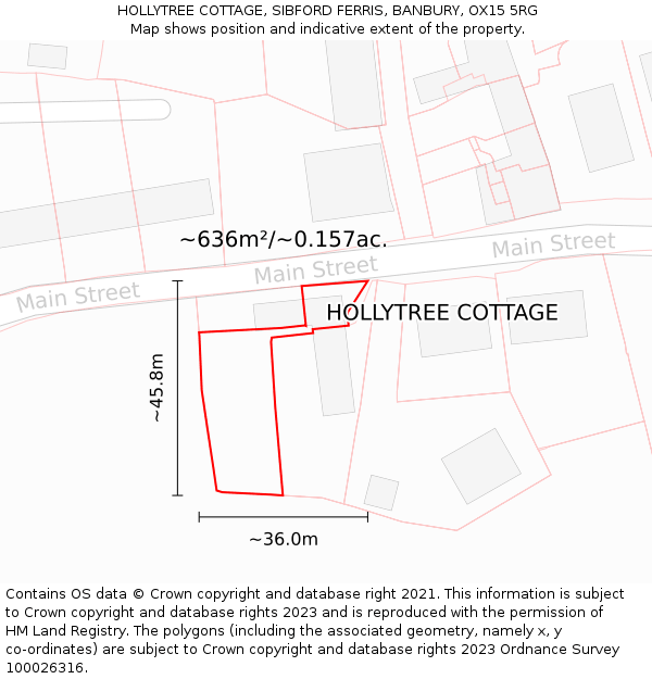 HOLLYTREE COTTAGE, SIBFORD FERRIS, BANBURY, OX15 5RG: Plot and title map