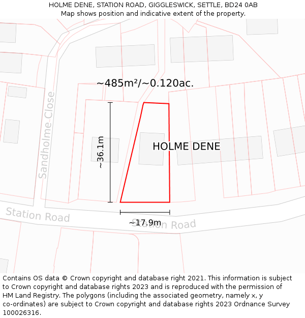 HOLME DENE, STATION ROAD, GIGGLESWICK, SETTLE, BD24 0AB: Plot and title map