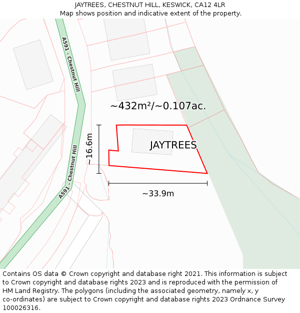 JAYTREES, CHESTNUT HILL, KESWICK, CA12 4LR: Plot and title map