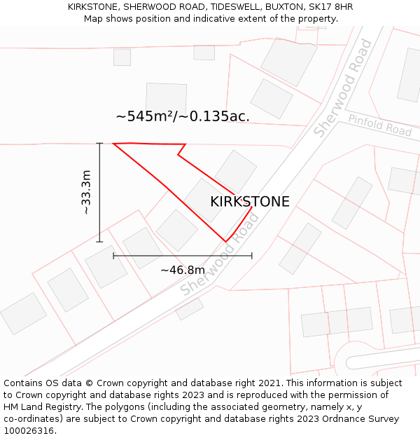 KIRKSTONE, SHERWOOD ROAD, TIDESWELL, BUXTON, SK17 8HR: Plot and title map