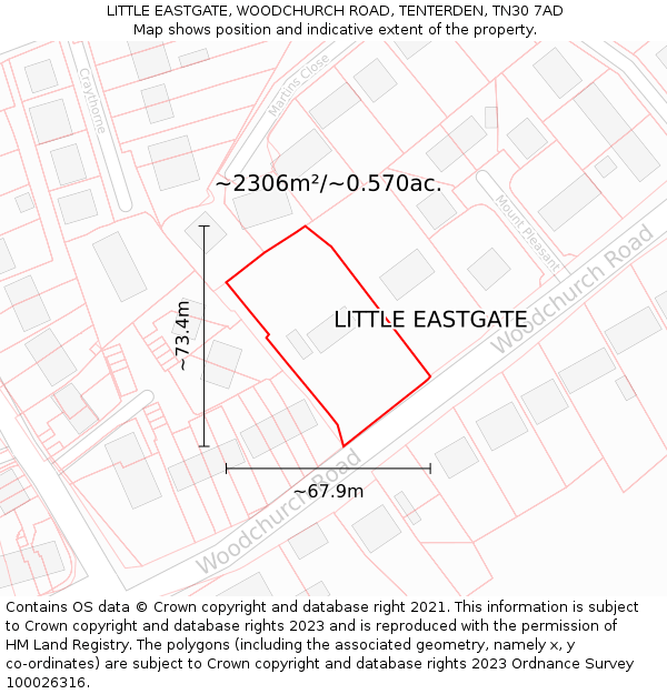 LITTLE EASTGATE, WOODCHURCH ROAD, TENTERDEN, TN30 7AD: Plot and title map