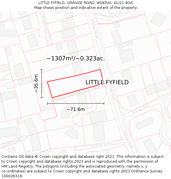 LITTLE FYFIELD, GRANGE ROAD, WOKING, GU21 4DA: Plot and title map