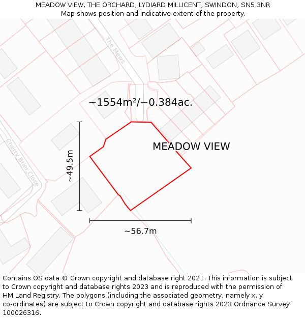 MEADOW VIEW, THE ORCHARD, LYDIARD MILLICENT, SWINDON, SN5 3NR: Plot and title map