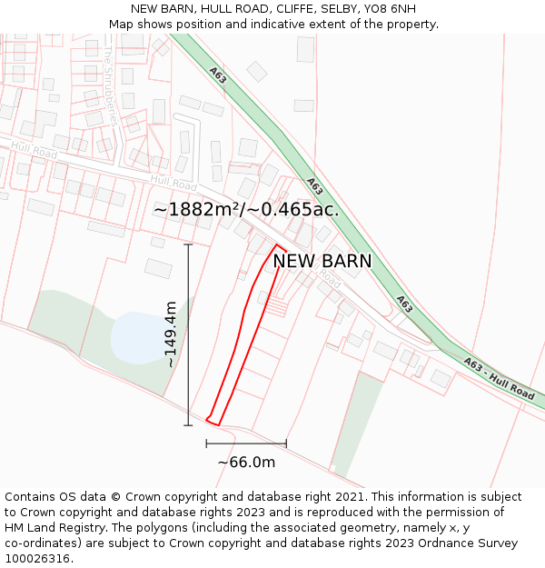 NEW BARN, HULL ROAD, CLIFFE, SELBY, YO8 6NH: Plot and title map