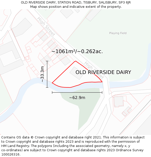 OLD RIVERSIDE DAIRY, STATION ROAD, TISBURY, SALISBURY, SP3 6JR: Plot and title map