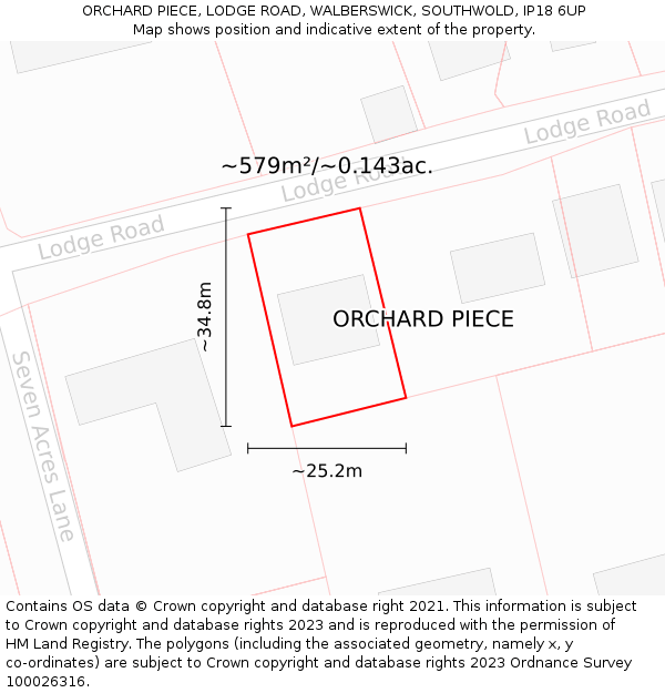 ORCHARD PIECE, LODGE ROAD, WALBERSWICK, SOUTHWOLD, IP18 6UP: Plot and title map