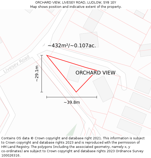 ORCHARD VIEW, LIVESEY ROAD, LUDLOW, SY8 1EY: Plot and title map