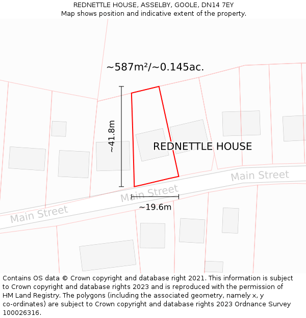 REDNETTLE HOUSE, ASSELBY, GOOLE, DN14 7EY: Plot and title map