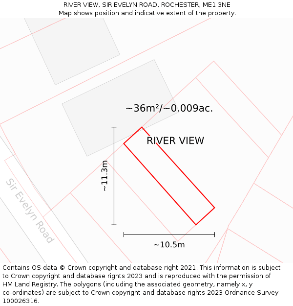 RIVER VIEW, SIR EVELYN ROAD, ROCHESTER, ME1 3NE: Plot and title map