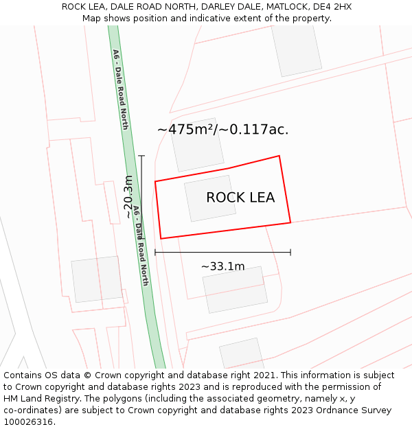 ROCK LEA, DALE ROAD NORTH, DARLEY DALE, MATLOCK, DE4 2HX: Plot and title map