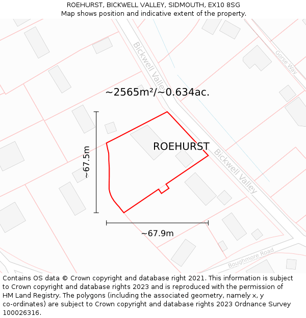 ROEHURST, BICKWELL VALLEY, SIDMOUTH, EX10 8SG: Plot and title map