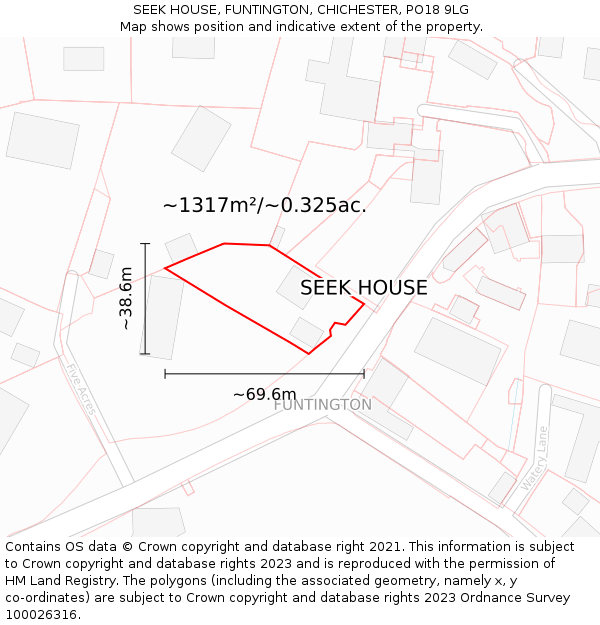 SEEK HOUSE, FUNTINGTON, CHICHESTER, PO18 9LG: Plot and title map