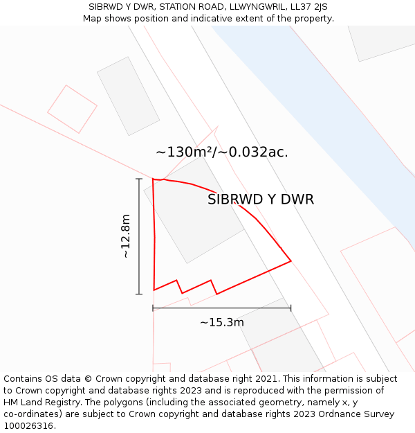 SIBRWD Y DWR, STATION ROAD, LLWYNGWRIL, LL37 2JS: Plot and title map