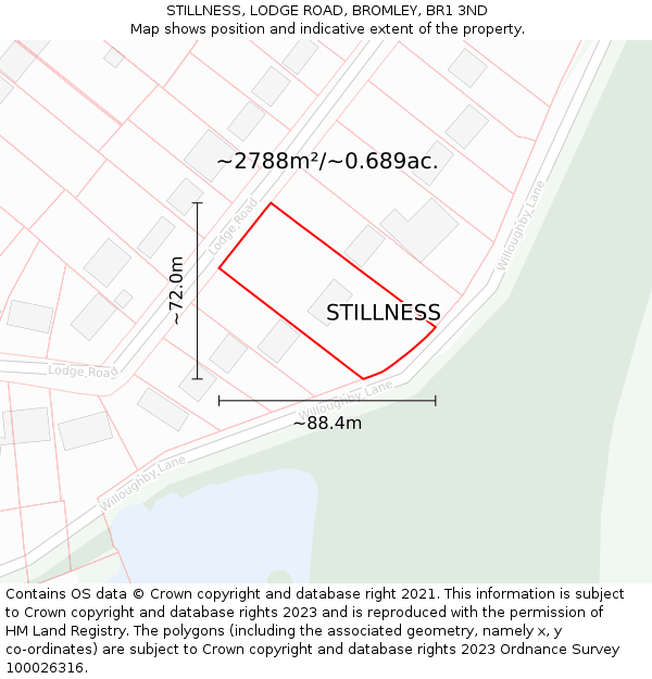 STILLNESS, LODGE ROAD, BROMLEY, BR1 3ND: Plot and title map