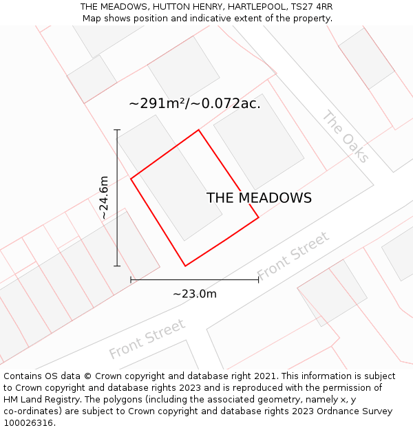 THE MEADOWS, HUTTON HENRY, HARTLEPOOL, TS27 4RR: Plot and title map