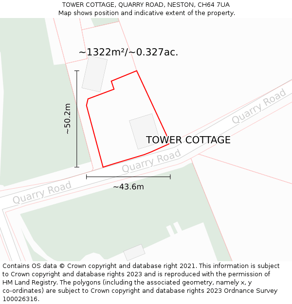 TOWER COTTAGE, QUARRY ROAD, NESTON, CH64 7UA: Plot and title map