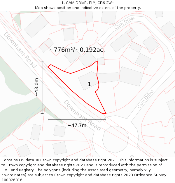 1, CAM DRIVE, ELY, CB6 2WH: Plot and title map