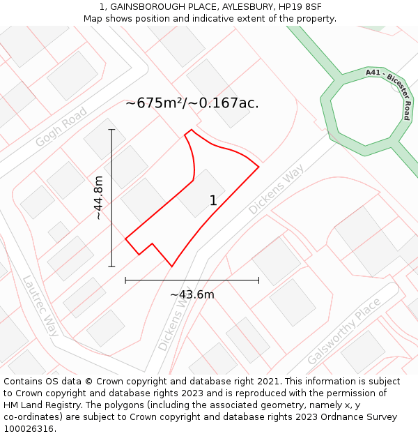 1, GAINSBOROUGH PLACE, AYLESBURY, HP19 8SF: Plot and title map