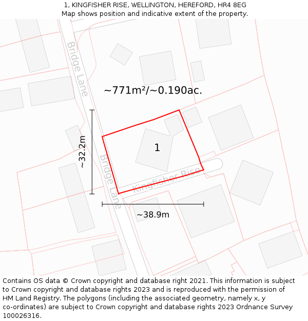 1, KINGFISHER RISE, WELLINGTON, HEREFORD, HR4 8EG: Plot and title map