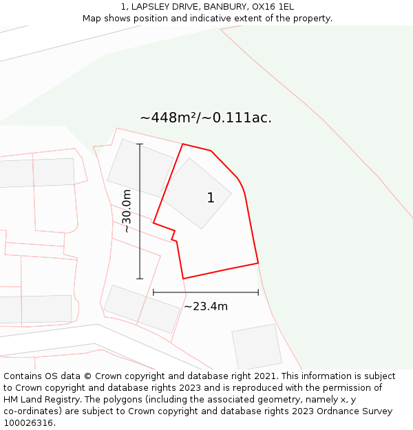 1, LAPSLEY DRIVE, BANBURY, OX16 1EL: Plot and title map