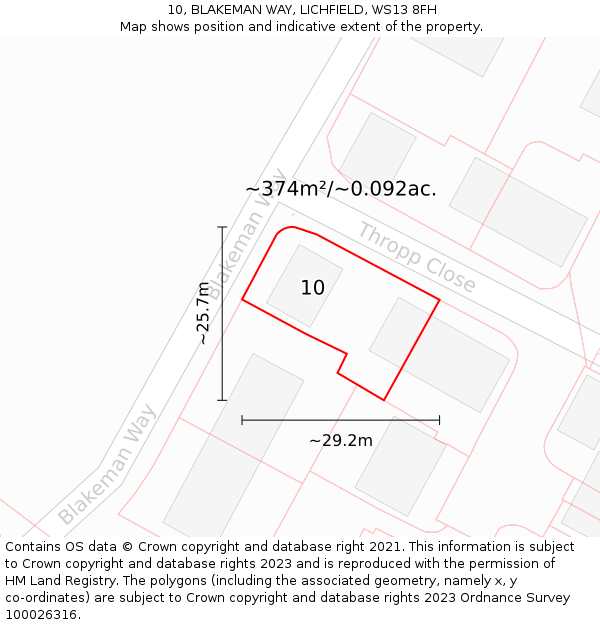 10, BLAKEMAN WAY, LICHFIELD, WS13 8FH: Plot and title map