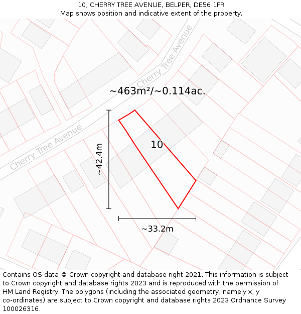 10, CHERRY TREE AVENUE, BELPER, DE56 1FR: Plot and title map