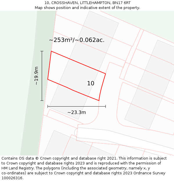 10, CROSSHAVEN, LITTLEHAMPTON, BN17 6RT: Plot and title map