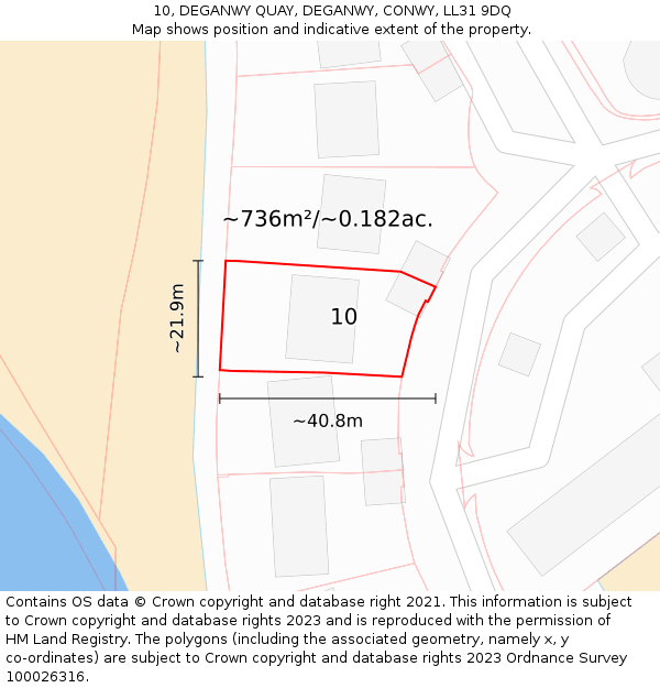 10, DEGANWY QUAY, DEGANWY, CONWY, LL31 9DQ: Plot and title map