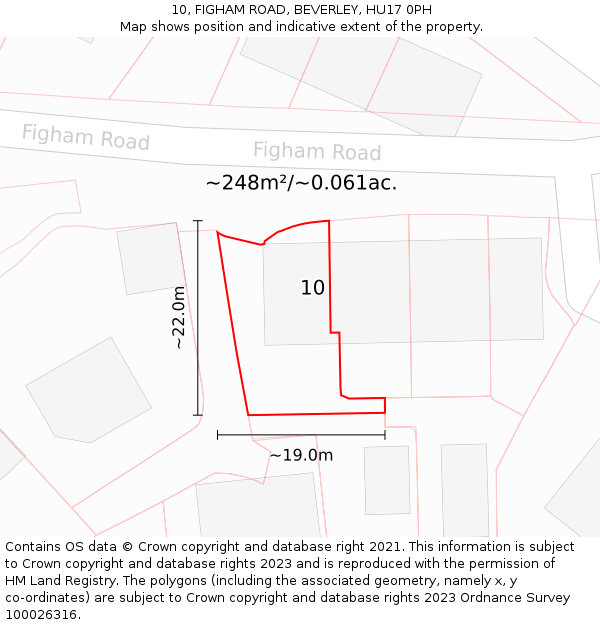 10, FIGHAM ROAD, BEVERLEY, HU17 0PH: Plot and title map