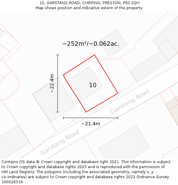 10, GARSTANG ROAD, CHIPPING, PRESTON, PR3 2QH: Plot and title map