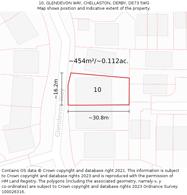 10, GLENDEVON WAY, CHELLASTON, DERBY, DE73 5WG: Plot and title map