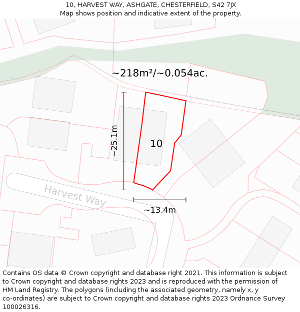 10, HARVEST WAY, ASHGATE, CHESTERFIELD, S42 7JX: Plot and title map