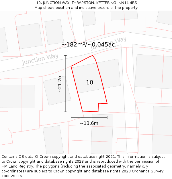 10, JUNCTION WAY, THRAPSTON, KETTERING, NN14 4RS: Plot and title map