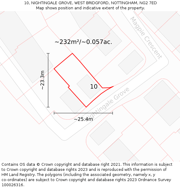 10, NIGHTINGALE GROVE, WEST BRIDGFORD, NOTTINGHAM, NG2 7ED: Plot and title map