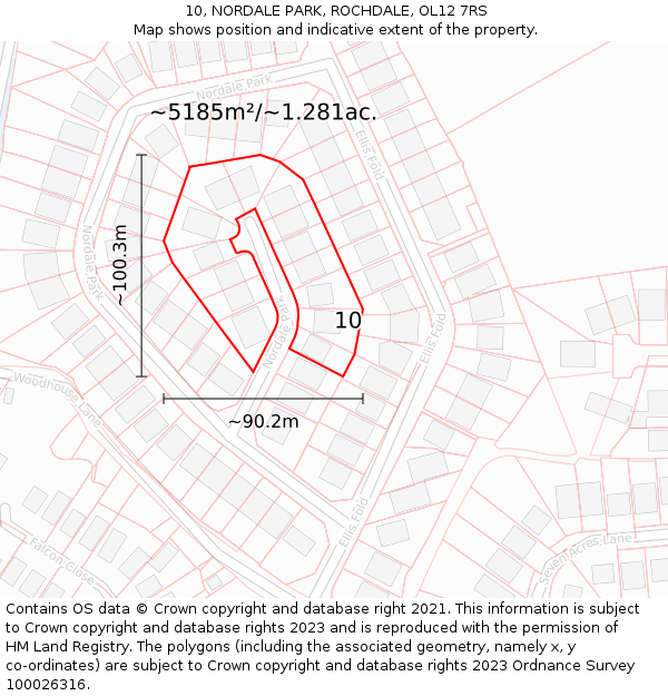 10, NORDALE PARK, ROCHDALE, OL12 7RS: Plot and title map