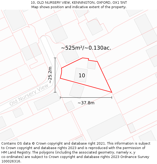 10, OLD NURSERY VIEW, KENNINGTON, OXFORD, OX1 5NT: Plot and title map