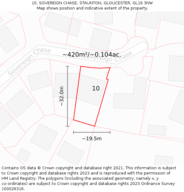 10, SOVEREIGN CHASE, STAUNTON, GLOUCESTER, GL19 3NW: Plot and title map