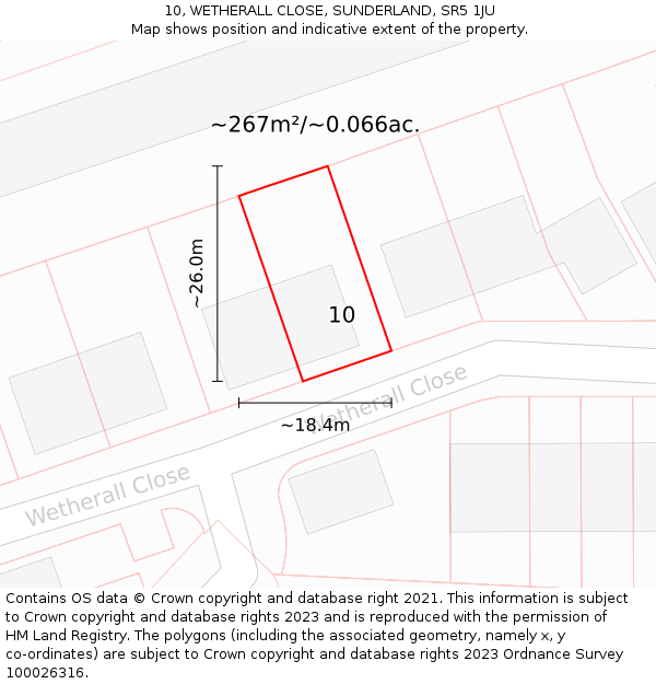 10, WETHERALL CLOSE, SUNDERLAND, SR5 1JU: Plot and title map