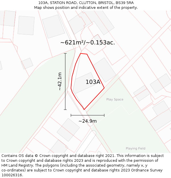 103A, STATION ROAD, CLUTTON, BRISTOL, BS39 5RA: Plot and title map