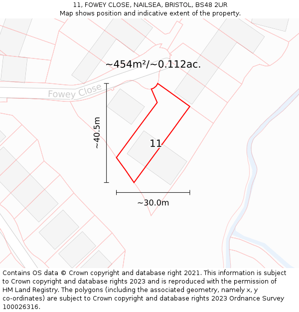11, FOWEY CLOSE, NAILSEA, BRISTOL, BS48 2UR: Plot and title map