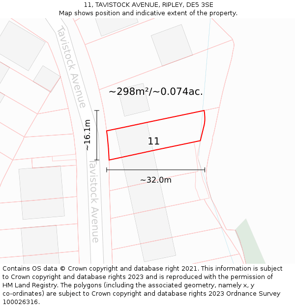 11, TAVISTOCK AVENUE, RIPLEY, DE5 3SE: Plot and title map