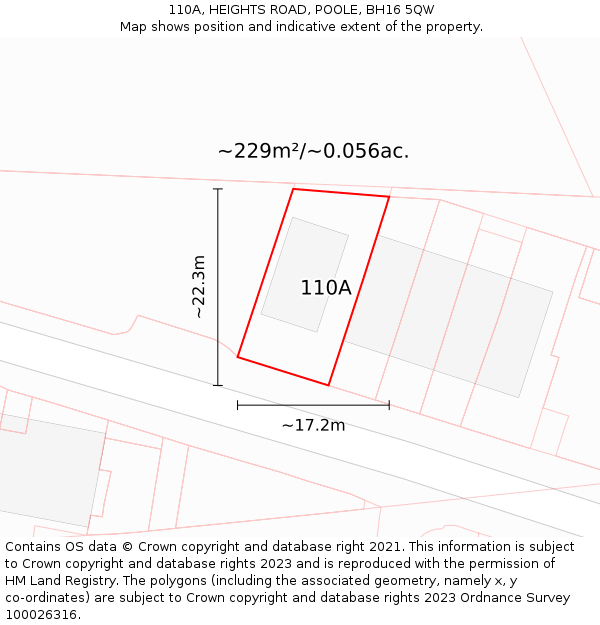 110A, HEIGHTS ROAD, POOLE, BH16 5QW: Plot and title map