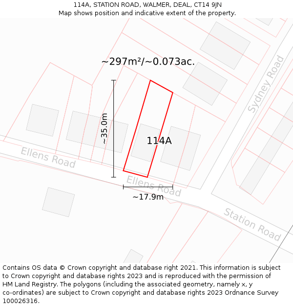 114A, STATION ROAD, WALMER, DEAL, CT14 9JN: Plot and title map