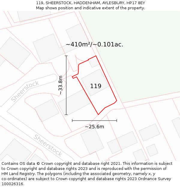 119, SHEERSTOCK, HADDENHAM, AYLESBURY, HP17 8EY: Plot and title map