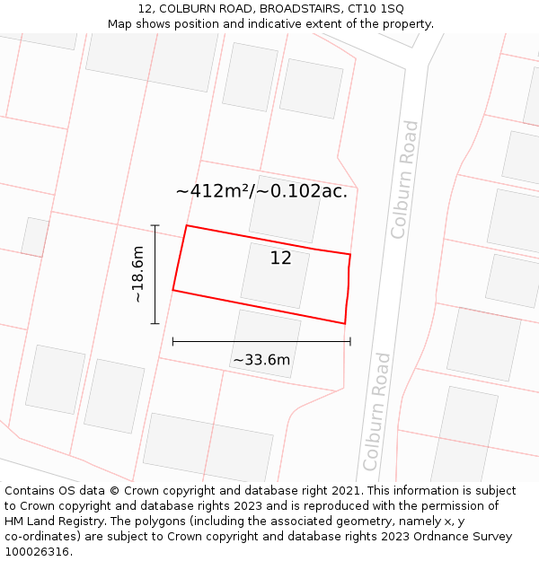 12, COLBURN ROAD, BROADSTAIRS, CT10 1SQ: Plot and title map