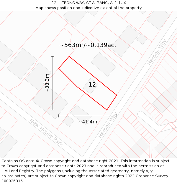 12, HERONS WAY, ST ALBANS, AL1 1UX: Plot and title map